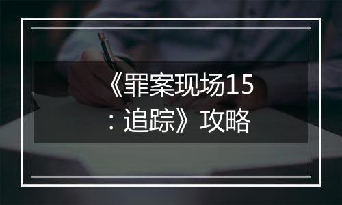 《罪案现场15：追踪》攻略