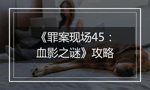 《罪案现场45：血影之谜》攻略