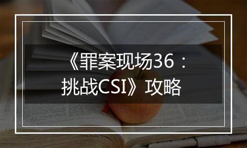 《罪案现场36：挑战CSI》攻略