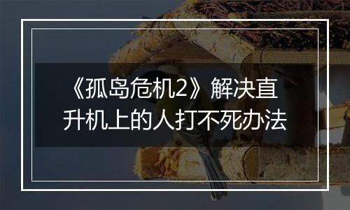《孤岛危机2》解决直升机上的人打不死办法