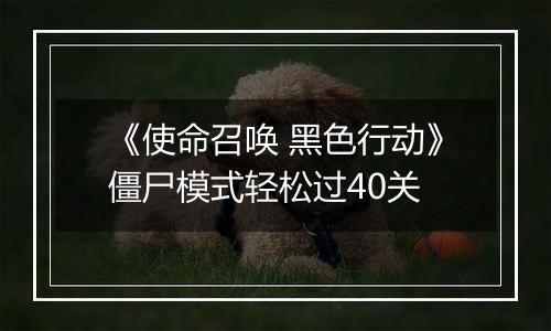 《使命召唤 黑色行动》僵尸模式轻松过40关