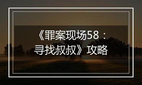 《罪案现场58：寻找叔叔》攻略