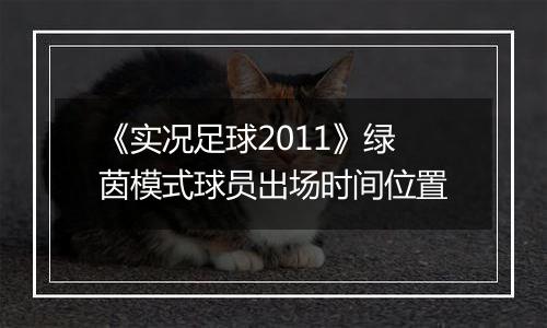 《实况足球2011》绿茵模式球员出场时间位置