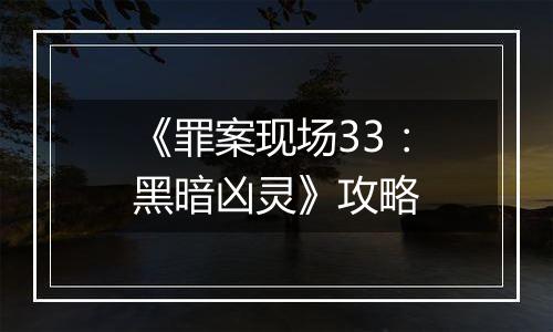 《罪案现场33：黑暗凶灵》攻略