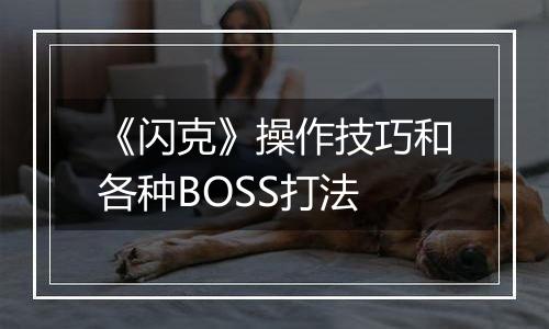 《闪克》操作技巧和各种BOSS打法