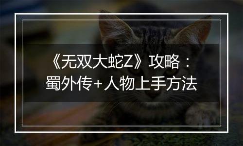 《无双大蛇Z》攻略：蜀外传+人物上手方法