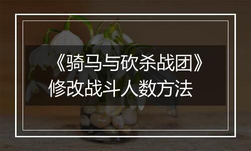 《骑马与砍杀战团》修改战斗人数方法