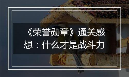 《荣誉勋章》通关感想：什么才是战斗力