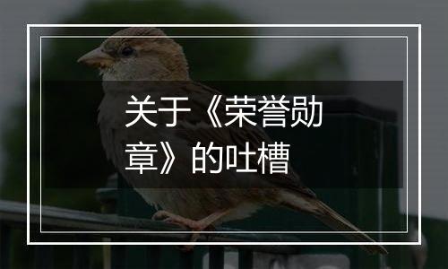 关于《荣誉勋章》的吐槽