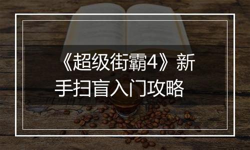 《超级街霸4》新手扫盲入门攻略