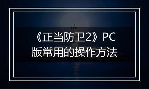《正当防卫2》PC版常用的操作方法