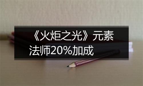 《火炬之光》元素法师20%加成