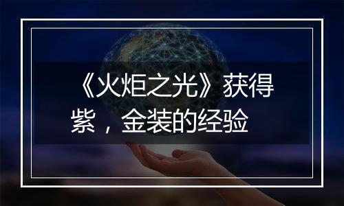 《火炬之光》获得紫，金装的经验