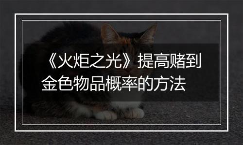 《火炬之光》提高赌到金色物品概率的方法