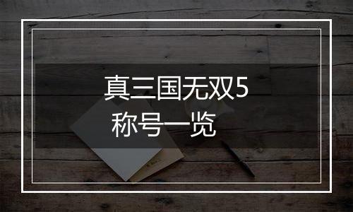 真三国无双5 称号一览