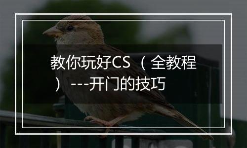 教你玩好CS （全教程） ---开门的技巧