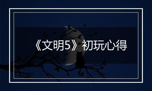 《文明5》初玩心得