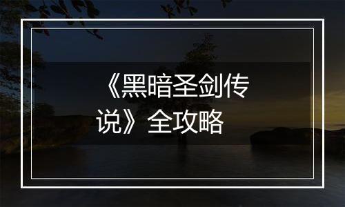 《黑暗圣剑传说》全攻略