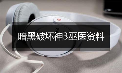 暗黑破坏神3巫医资料