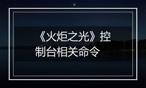 《火炬之光》控制台相关命令