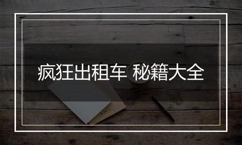 疯狂出租车 秘籍大全