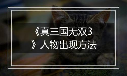 《真三国无双3》人物出现方法