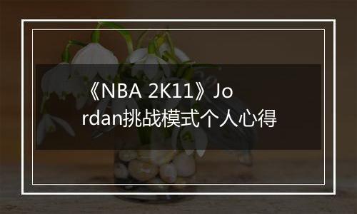 《NBA 2K11》Jordan挑战模式个人心得