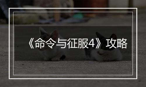 《命令与征服4》攻略