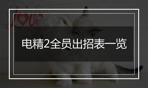 电精2全员出招表一览