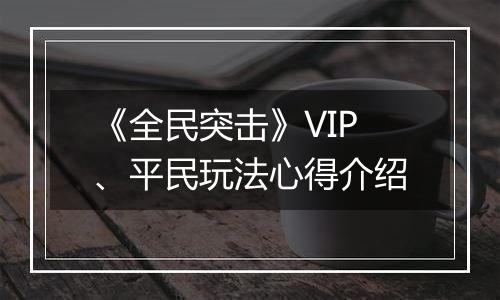 《全民突击》VIP、平民玩法心得介绍