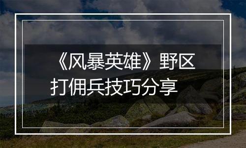 《风暴英雄》野区打佣兵技巧分享