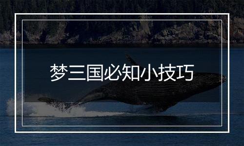 梦三国必知小技巧