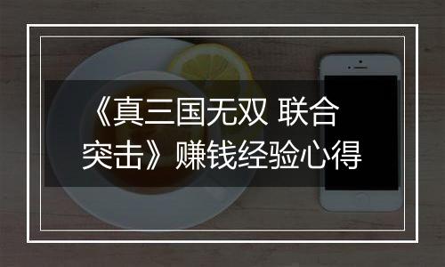 《真三国无双 联合突击》赚钱经验心得