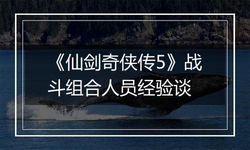 《仙剑奇侠传5》战斗组合人员经验谈