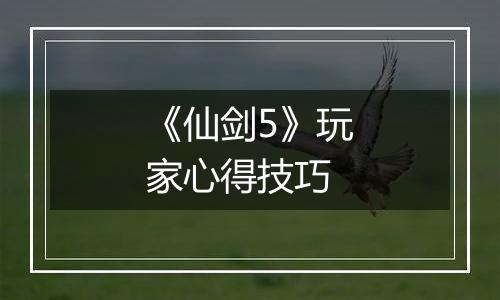 《仙剑5》玩家心得技巧