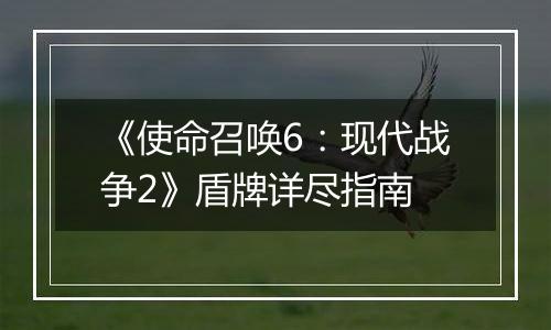 《使命召唤6：现代战争2》盾牌详尽指南