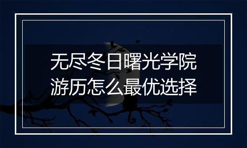 无尽冬日曙光学院游历怎么最优选择