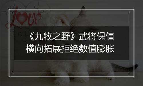 《九牧之野》武将保值 横向拓展拒绝数值膨胀