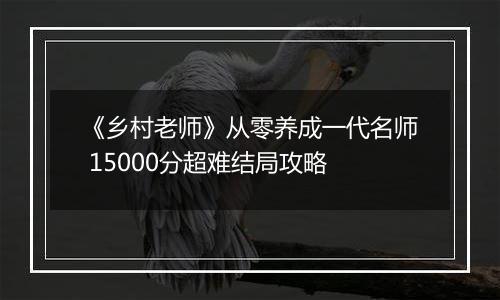 《乡村老师》从零养成一代名师 15000分超难结局攻略
