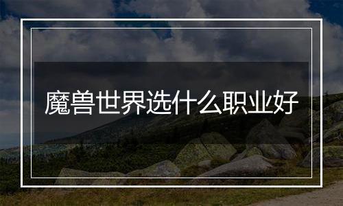 魔兽世界选什么职业好