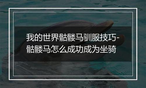 我的世界骷髅马驯服技巧-骷髅马怎么成功成为坐骑