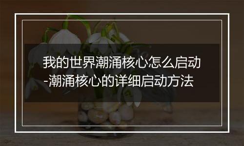 我的世界潮涌核心怎么启动-潮涌核心的详细启动方法