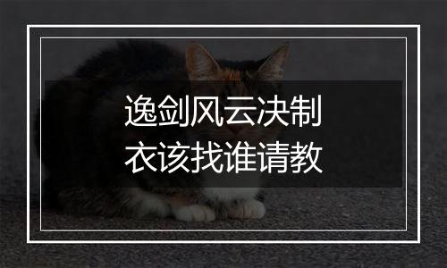 逸剑风云决制衣该找谁请教