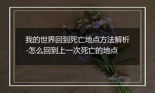 我的世界回到死亡地点方法解析-怎么回到上一次死亡的地点