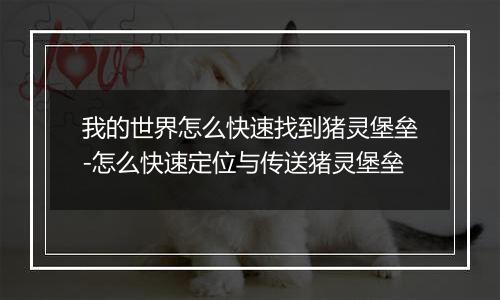 我的世界怎么快速找到猪灵堡垒-怎么快速定位与传送猪灵堡垒