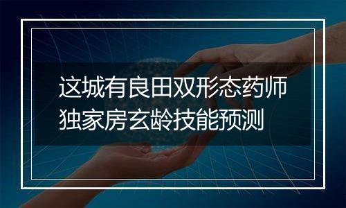 这城有良田双形态药师独家房玄龄技能预测