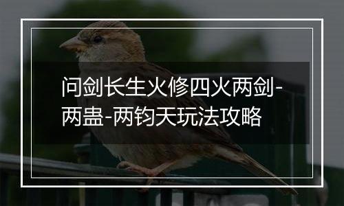 问剑长生火修四火两剑-两蛊-两钧天玩法攻略