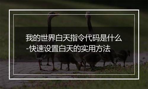 我的世界白天指令代码是什么-快速设置白天的实用方法
