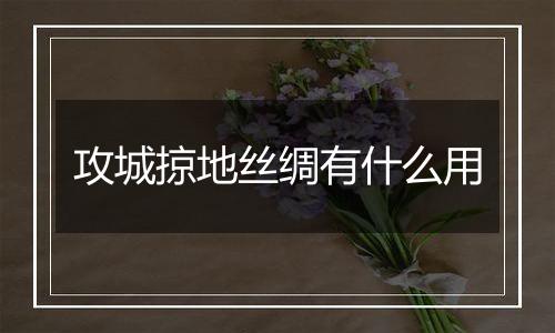 攻城掠地丝绸有什么用