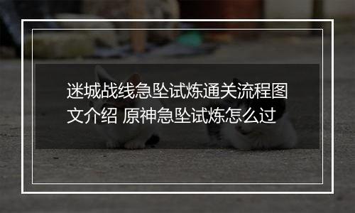 迷城战线急坠试炼通关流程图文介绍 原神急坠试炼怎么过